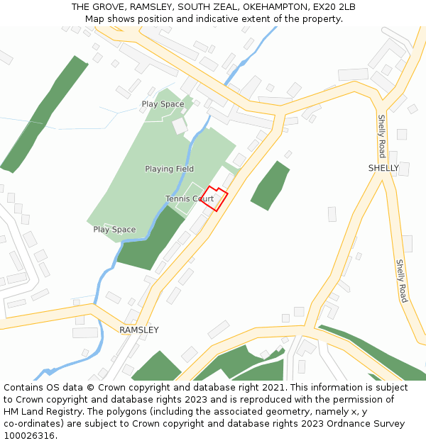 THE GROVE, RAMSLEY, SOUTH ZEAL, OKEHAMPTON, EX20 2LB: Location map and indicative extent of plot