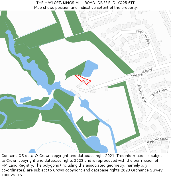 THE HAYLOFT, KINGS MILL ROAD, DRIFFIELD, YO25 6TT: Location map and indicative extent of plot