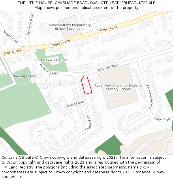 THE LITTLE HOUSE, OAKSHADE ROAD, OXSHOTT, LEATHERHEAD, KT22 0LE: Location map and indicative extent of plot