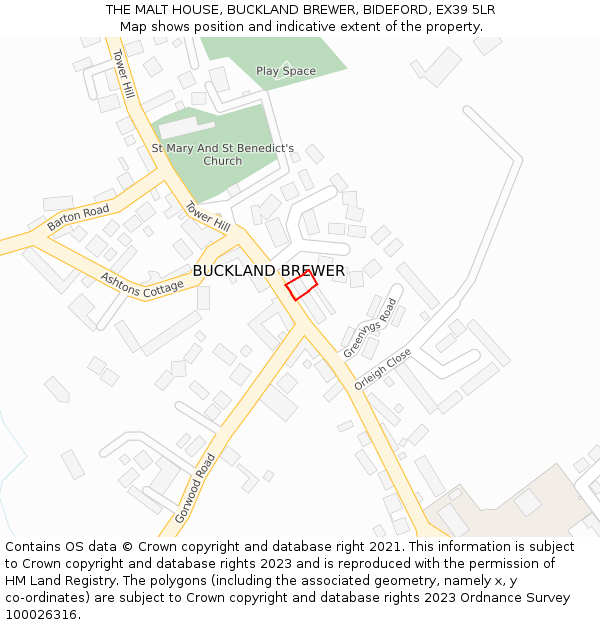 THE MALT HOUSE, BUCKLAND BREWER, BIDEFORD, EX39 5LR: Location map and indicative extent of plot