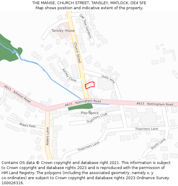 THE MANSE, CHURCH STREET, TANSLEY, MATLOCK, DE4 5FE: Location map and indicative extent of plot