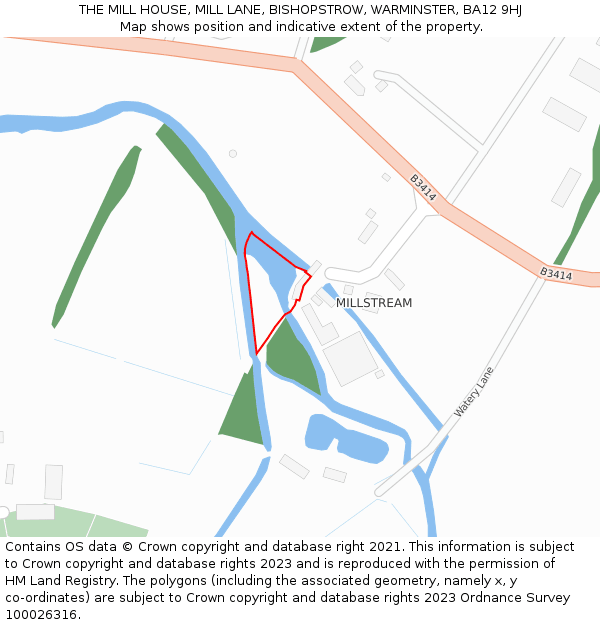 THE MILL HOUSE, MILL LANE, BISHOPSTROW, WARMINSTER, BA12 9HJ: Location map and indicative extent of plot