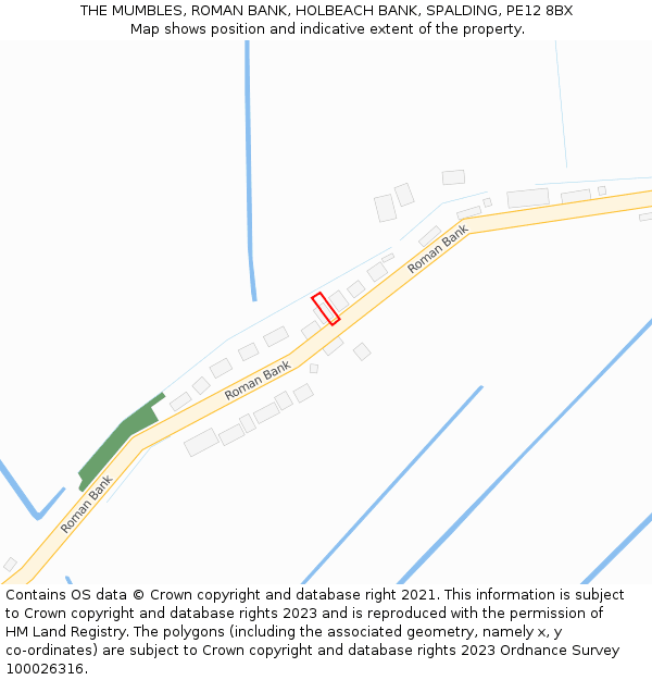 THE MUMBLES, ROMAN BANK, HOLBEACH BANK, SPALDING, PE12 8BX: Location map and indicative extent of plot