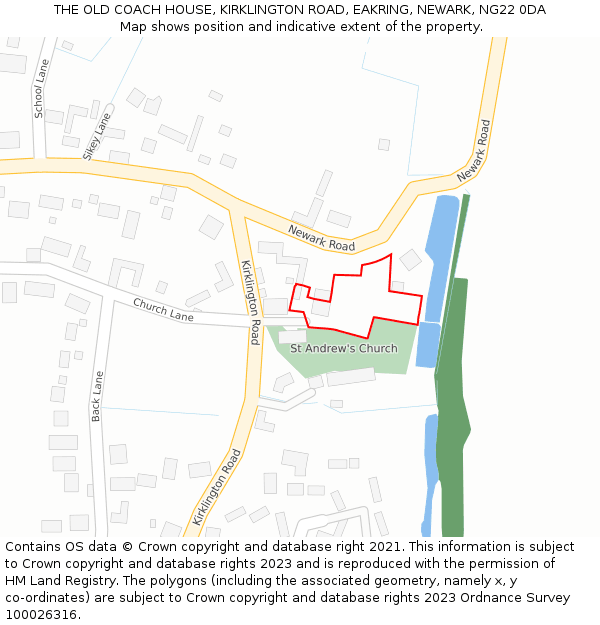 THE OLD COACH HOUSE, KIRKLINGTON ROAD, EAKRING, NEWARK, NG22 0DA: Location map and indicative extent of plot