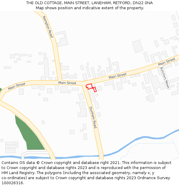 THE OLD COTTAGE, MAIN STREET, LANEHAM, RETFORD, DN22 0NA: Location map and indicative extent of plot