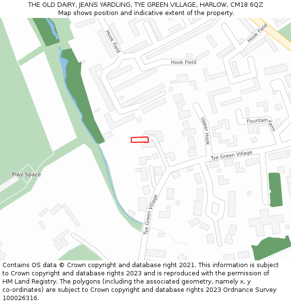 THE OLD DAIRY, JEANS YARDLING, TYE GREEN VILLAGE, HARLOW, CM18 6QZ: Location map and indicative extent of plot
