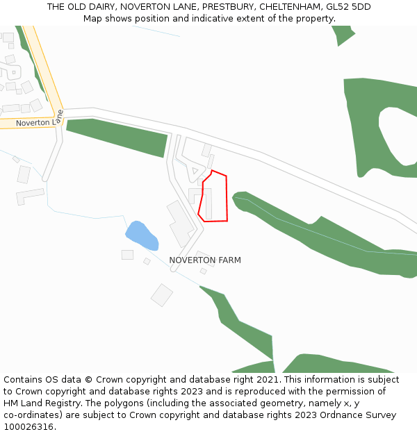 THE OLD DAIRY, NOVERTON LANE, PRESTBURY, CHELTENHAM, GL52 5DD: Location map and indicative extent of plot