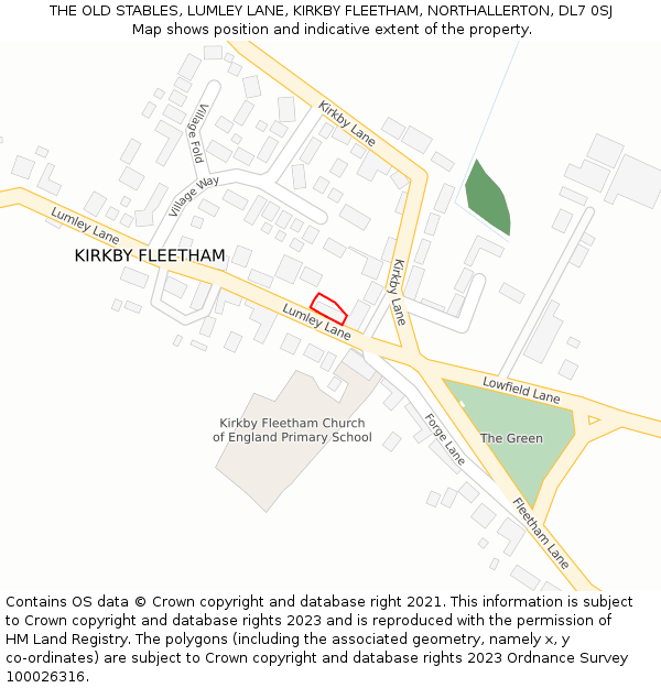 THE OLD STABLES, LUMLEY LANE, KIRKBY FLEETHAM, NORTHALLERTON, DL7 0SJ: Location map and indicative extent of plot