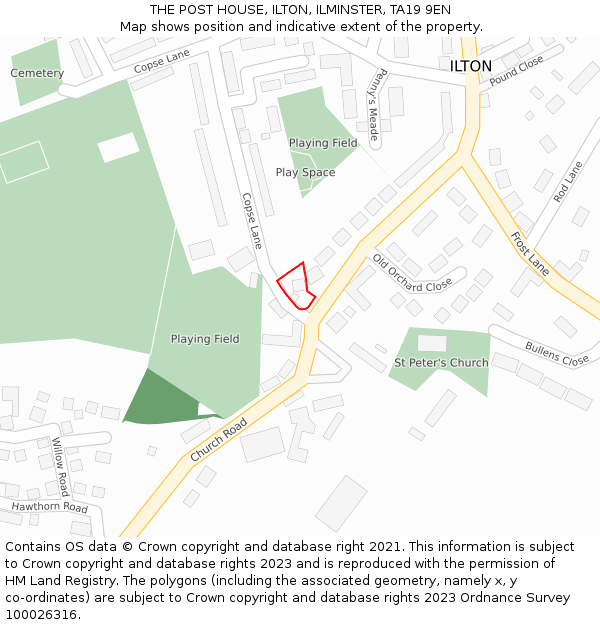 THE POST HOUSE, ILTON, ILMINSTER, TA19 9EN: Location map and indicative extent of plot