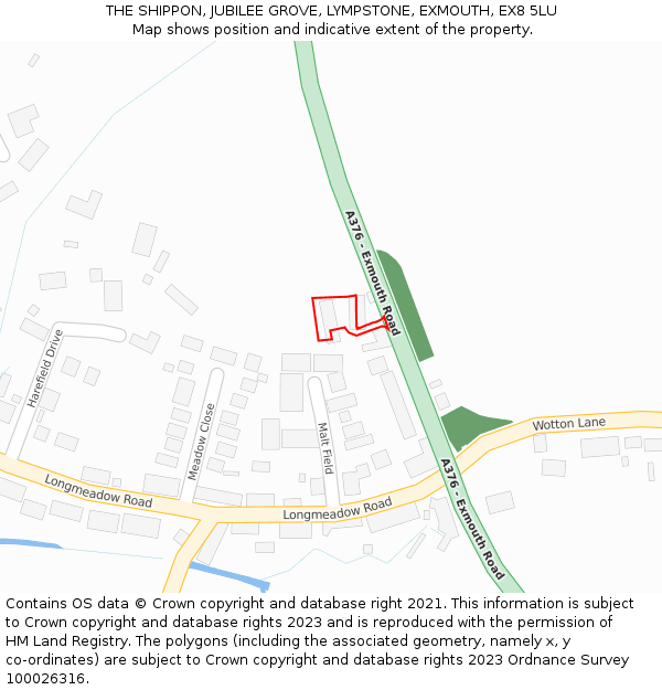 THE SHIPPON, JUBILEE GROVE, LYMPSTONE, EXMOUTH, EX8 5LU: Location map and indicative extent of plot