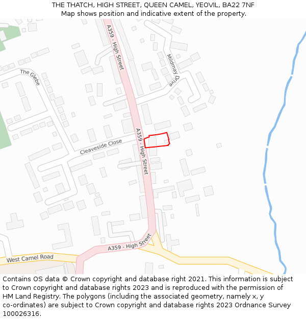 THE THATCH, HIGH STREET, QUEEN CAMEL, YEOVIL, BA22 7NF: Location map and indicative extent of plot
