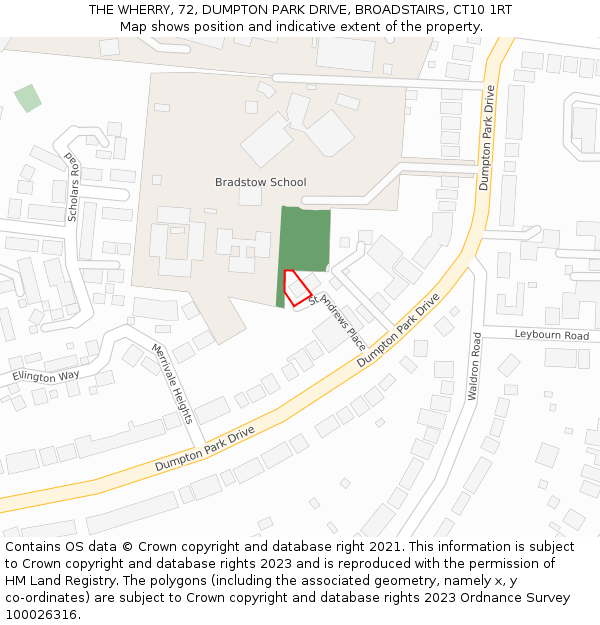 THE WHERRY, 72, DUMPTON PARK DRIVE, BROADSTAIRS, CT10 1RT: Location map and indicative extent of plot