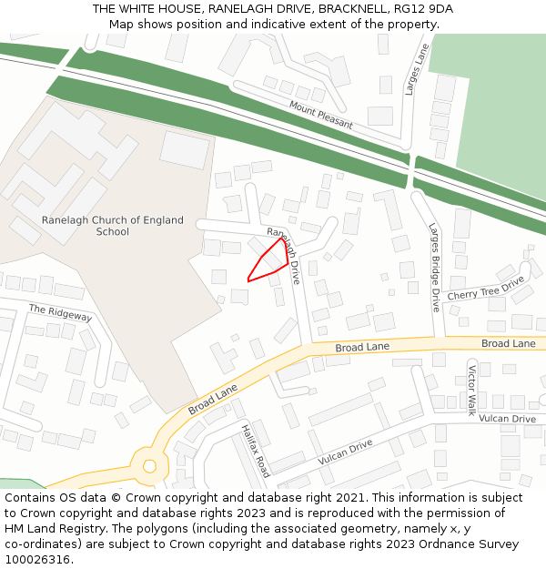 THE WHITE HOUSE, RANELAGH DRIVE, BRACKNELL, RG12 9DA: Location map and indicative extent of plot