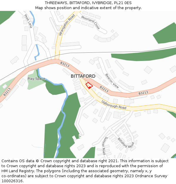 THREEWAYS, BITTAFORD, IVYBRIDGE, PL21 0ES: Location map and indicative extent of plot