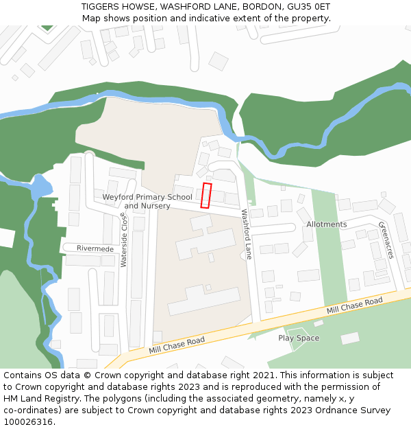 TIGGERS HOWSE, WASHFORD LANE, BORDON, GU35 0ET: Location map and indicative extent of plot