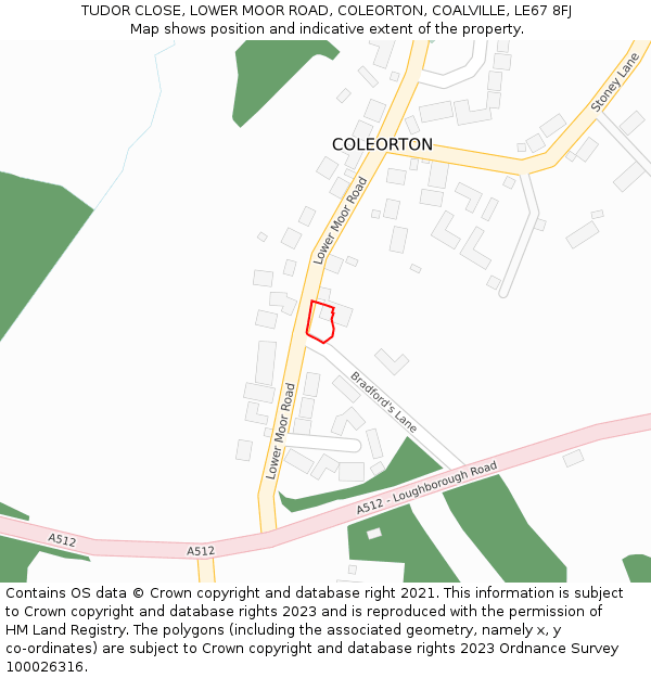 TUDOR CLOSE, LOWER MOOR ROAD, COLEORTON, COALVILLE, LE67 8FJ: Location map and indicative extent of plot