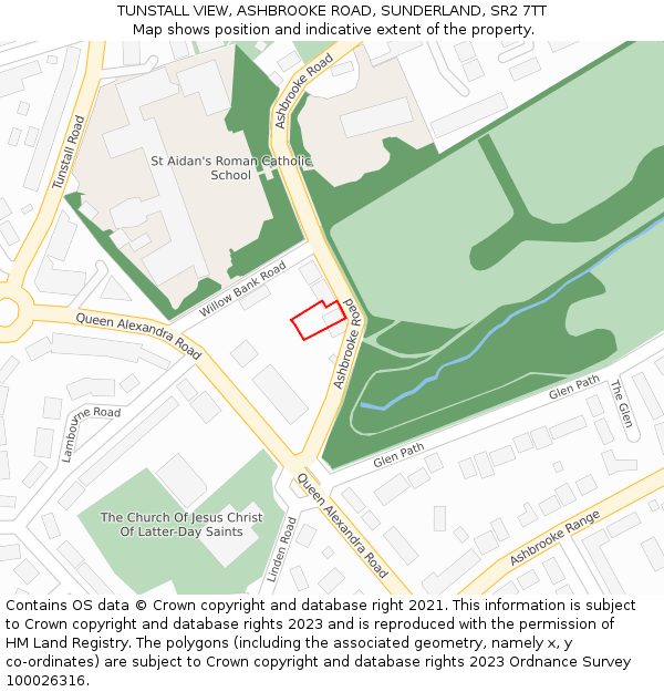 TUNSTALL VIEW, ASHBROOKE ROAD, SUNDERLAND, SR2 7TT: Location map and indicative extent of plot