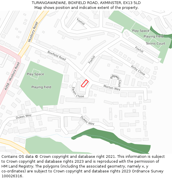 TURANGAWAEWAE, BOXFIELD ROAD, AXMINSTER, EX13 5LD: Location map and indicative extent of plot