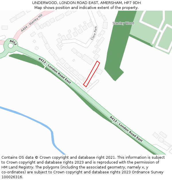 UNDERWOOD, LONDON ROAD EAST, AMERSHAM, HP7 9DH: Location map and indicative extent of plot