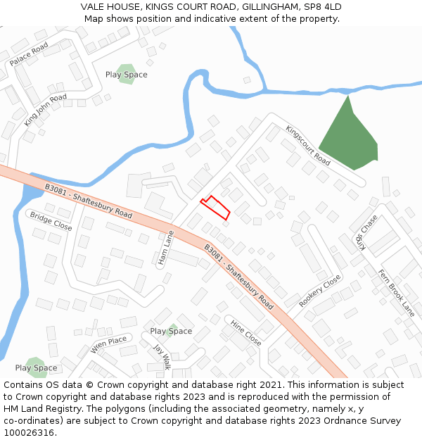 VALE HOUSE, KINGS COURT ROAD, GILLINGHAM, SP8 4LD: Location map and indicative extent of plot