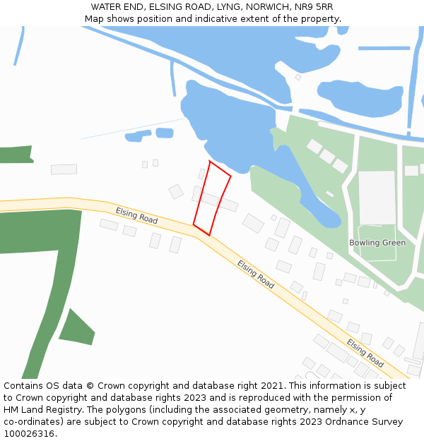 WATER END, ELSING ROAD, LYNG, NORWICH, NR9 5RR: Location map and indicative extent of plot