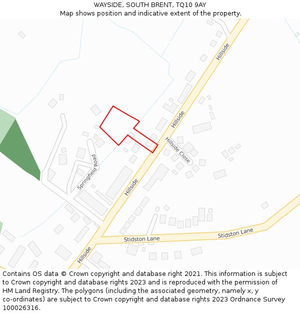 WAYSIDE, SOUTH BRENT, TQ10 9AY: Location map and indicative extent of plot