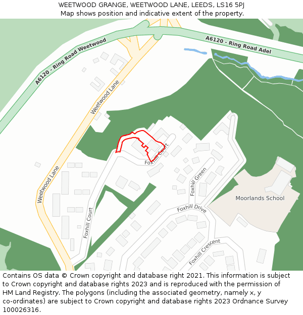 WEETWOOD GRANGE, WEETWOOD LANE, LEEDS, LS16 5PJ: Location map and indicative extent of plot