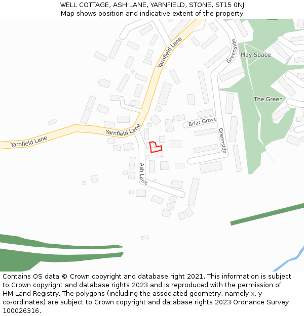 WELL COTTAGE, ASH LANE, YARNFIELD, STONE, ST15 0NJ: Location map and indicative extent of plot