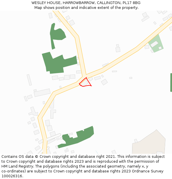 WESLEY HOUSE, HARROWBARROW, CALLINGTON, PL17 8BG: Location map and indicative extent of plot