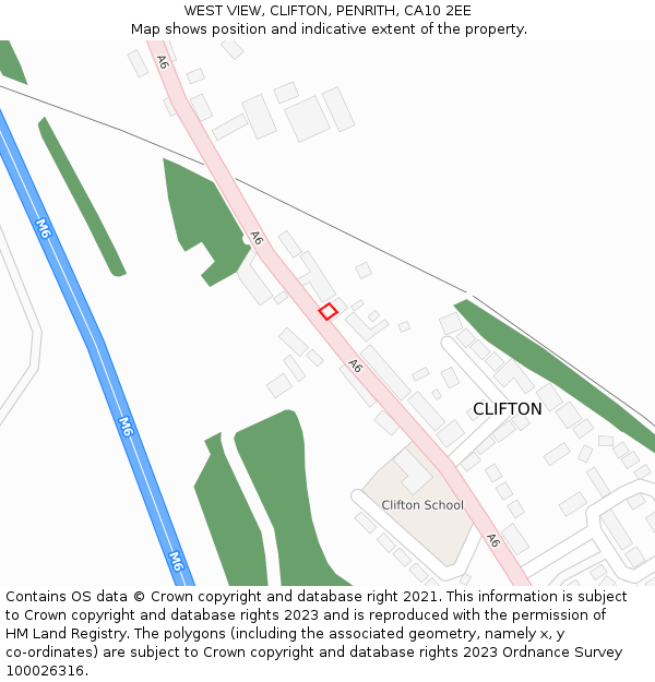 WEST VIEW, CLIFTON, PENRITH, CA10 2EE: Location map and indicative extent of plot