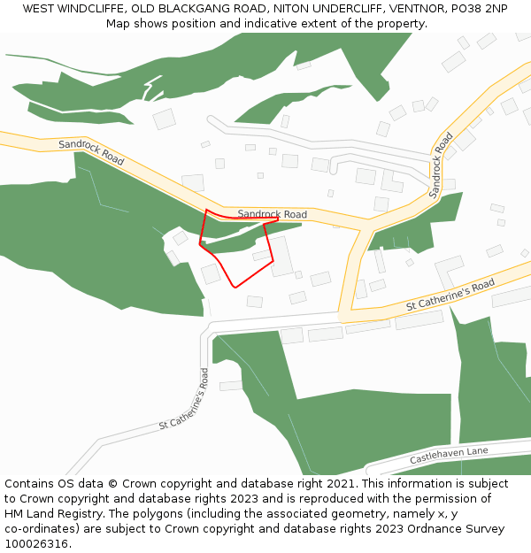 WEST WINDCLIFFE, OLD BLACKGANG ROAD, NITON UNDERCLIFF, VENTNOR, PO38 2NP: Location map and indicative extent of plot