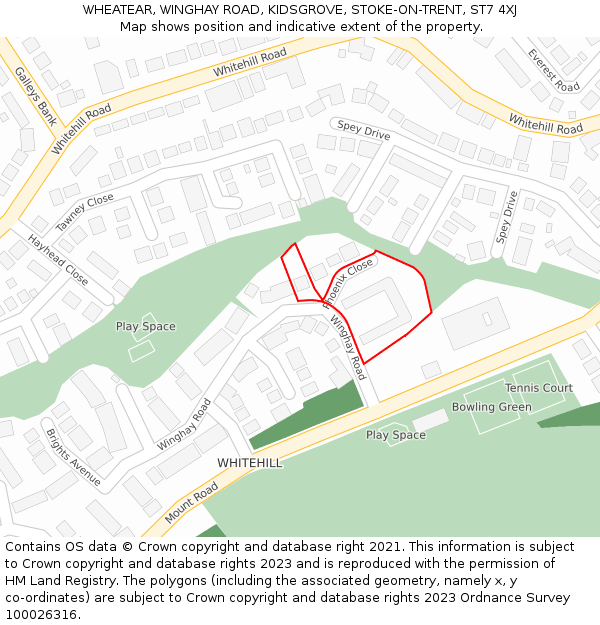 WHEATEAR, WINGHAY ROAD, KIDSGROVE, STOKE-ON-TRENT, ST7 4XJ: Location map and indicative extent of plot