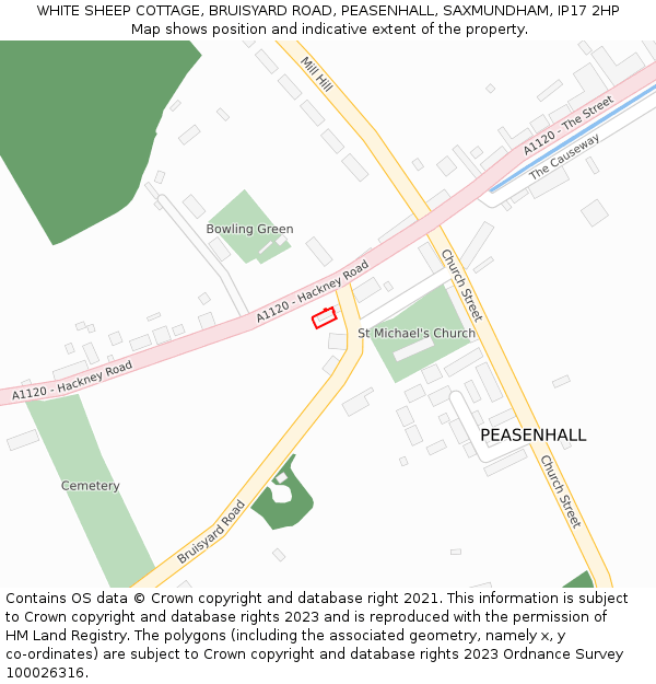 WHITE SHEEP COTTAGE, BRUISYARD ROAD, PEASENHALL, SAXMUNDHAM, IP17 2HP: Location map and indicative extent of plot