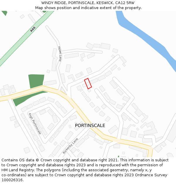 WINDY RIDGE, PORTINSCALE, KESWICK, CA12 5RW: Location map and indicative extent of plot