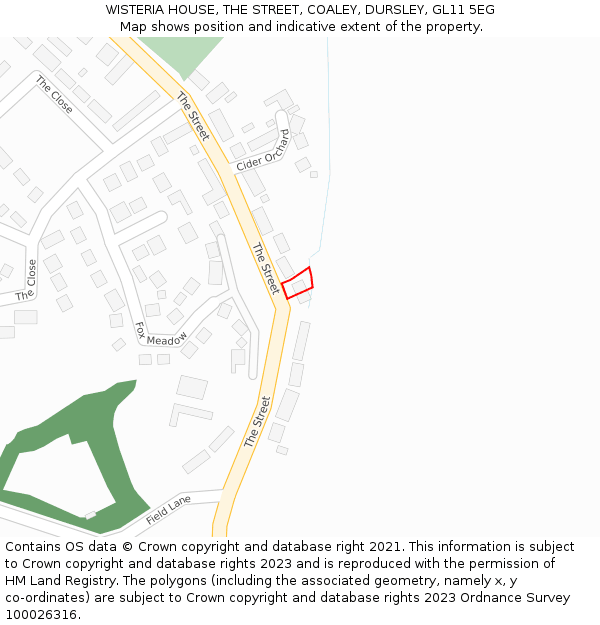 WISTERIA HOUSE, THE STREET, COALEY, DURSLEY, GL11 5EG: Location map and indicative extent of plot