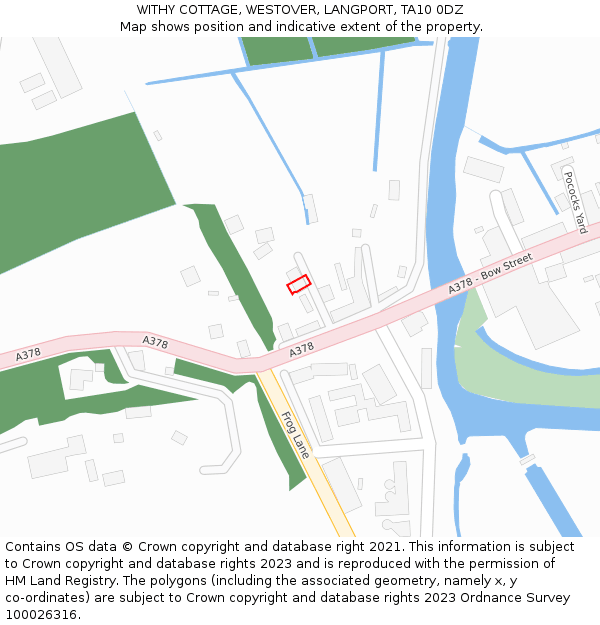 WITHY COTTAGE, WESTOVER, LANGPORT, TA10 0DZ: Location map and indicative extent of plot