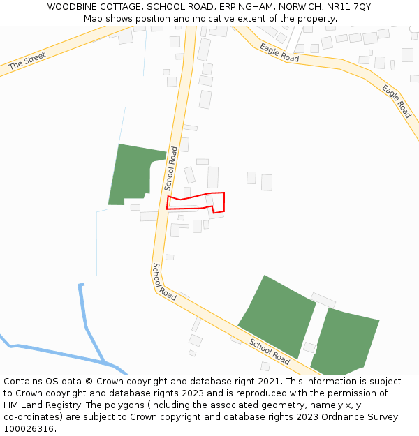 WOODBINE COTTAGE, SCHOOL ROAD, ERPINGHAM, NORWICH, NR11 7QY: Location map and indicative extent of plot