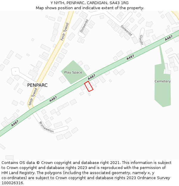 Y NYTH, PENPARC, CARDIGAN, SA43 1RG: Location map and indicative extent of plot