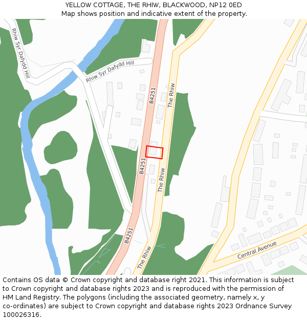 YELLOW COTTAGE, THE RHIW, BLACKWOOD, NP12 0ED: Location map and indicative extent of plot