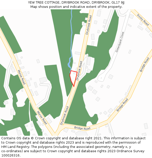 YEW TREE COTTAGE, DRYBROOK ROAD, DRYBROOK, GL17 9JJ: Location map and indicative extent of plot