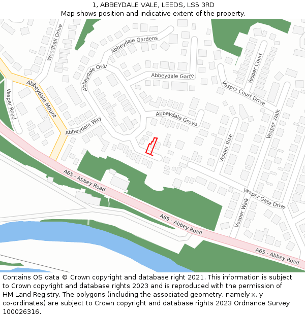 1, ABBEYDALE VALE, LEEDS, LS5 3RD: Location map and indicative extent of plot