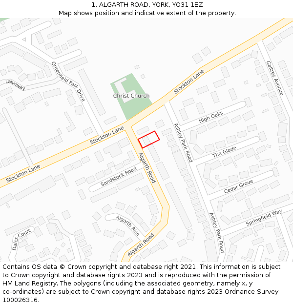 1, ALGARTH ROAD, YORK, YO31 1EZ: Location map and indicative extent of plot