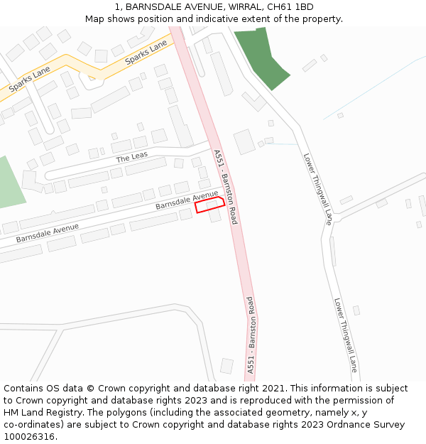 1, BARNSDALE AVENUE, WIRRAL, CH61 1BD: Location map and indicative extent of plot