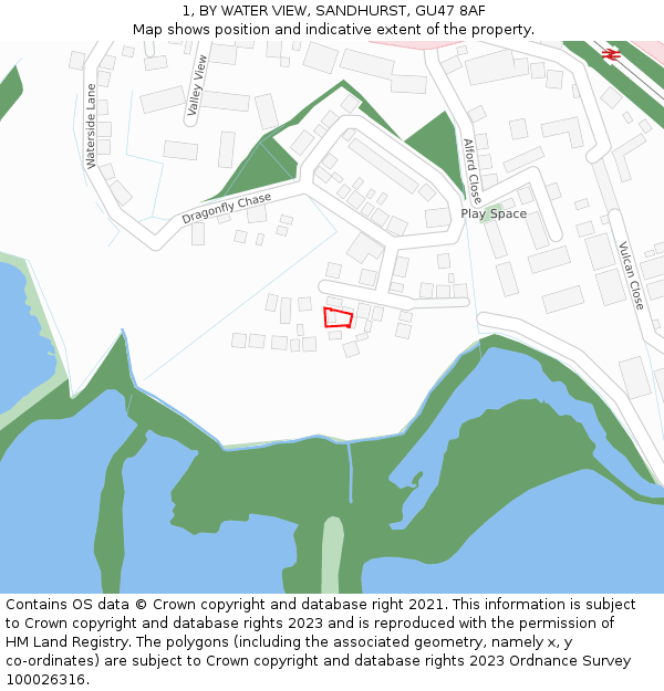 1, BY WATER VIEW, SANDHURST, GU47 8AF: Location map and indicative extent of plot