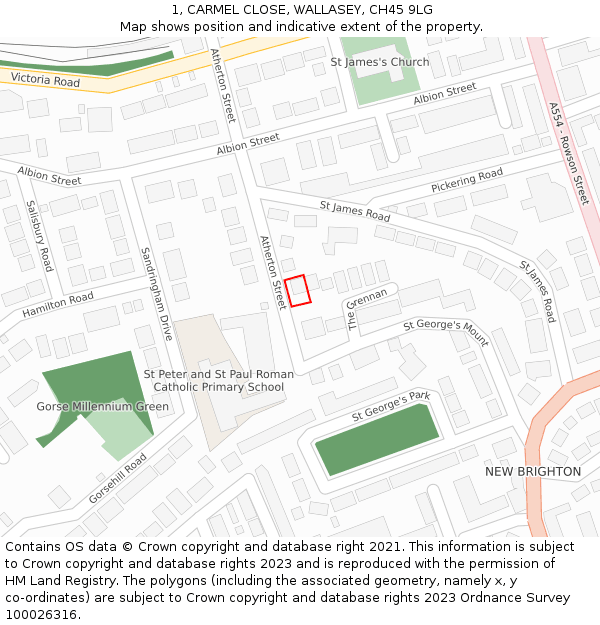 1, CARMEL CLOSE, WALLASEY, CH45 9LG: Location map and indicative extent of plot