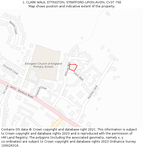 1, CLARK WALK, ETTINGTON, STRATFORD-UPON-AVON, CV37 7SE: Location map and indicative extent of plot