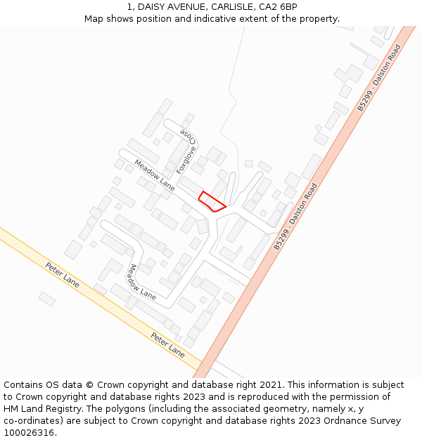 1, DAISY AVENUE, CARLISLE, CA2 6BP: Location map and indicative extent of plot