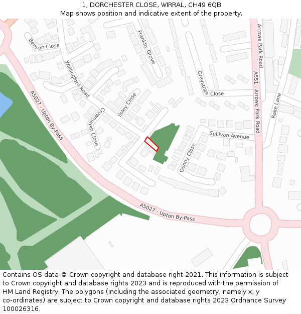 1, DORCHESTER CLOSE, WIRRAL, CH49 6QB: Location map and indicative extent of plot