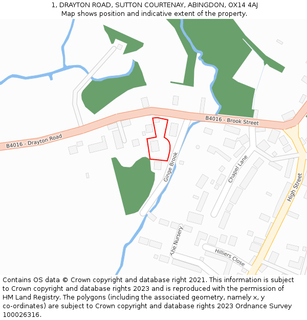 1, DRAYTON ROAD, SUTTON COURTENAY, ABINGDON, OX14 4AJ: Location map and indicative extent of plot