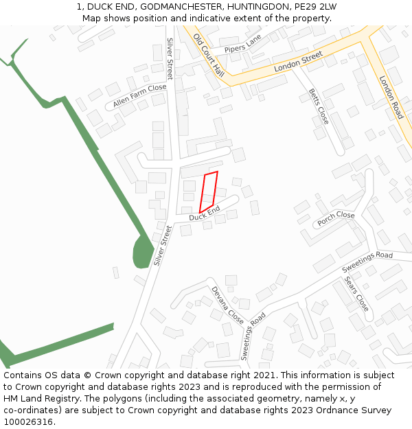 1, DUCK END, GODMANCHESTER, HUNTINGDON, PE29 2LW: Location map and indicative extent of plot